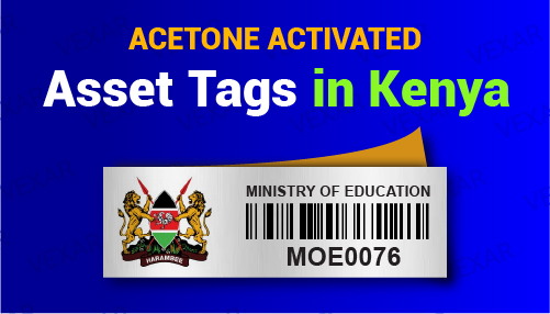 aluminium Acetone activated adhesive asset tags for asset tagging in Kenya