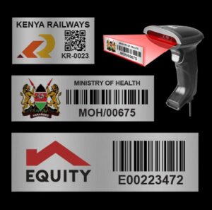 Applying acetone activated aluminium. Metallic asset tags asset tag in Kenya. asset tags printing Kenya