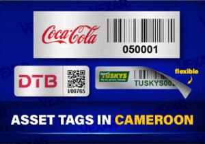 aluminium barcode asset tags with acetone activated adhesive in Cameroon Africa